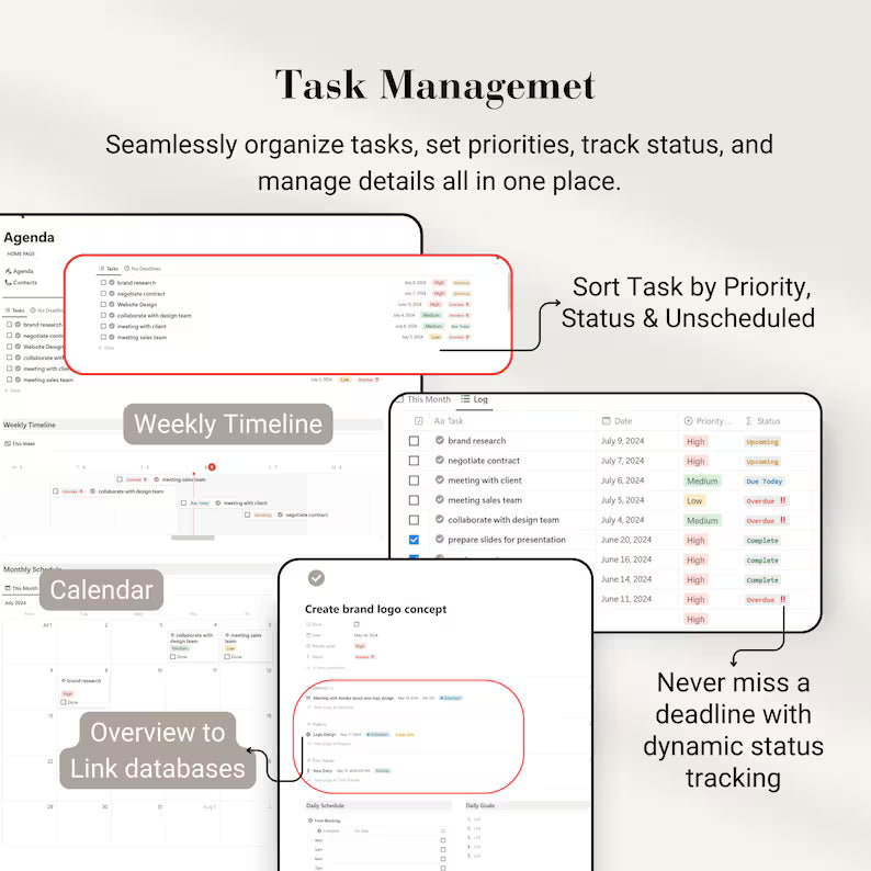 Notion Work Planner Template Project Management Task Manager