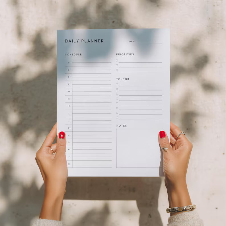 Minimalist Daily Planner Template: Printable Schedule, To-Do List (A4, A5, Letter)