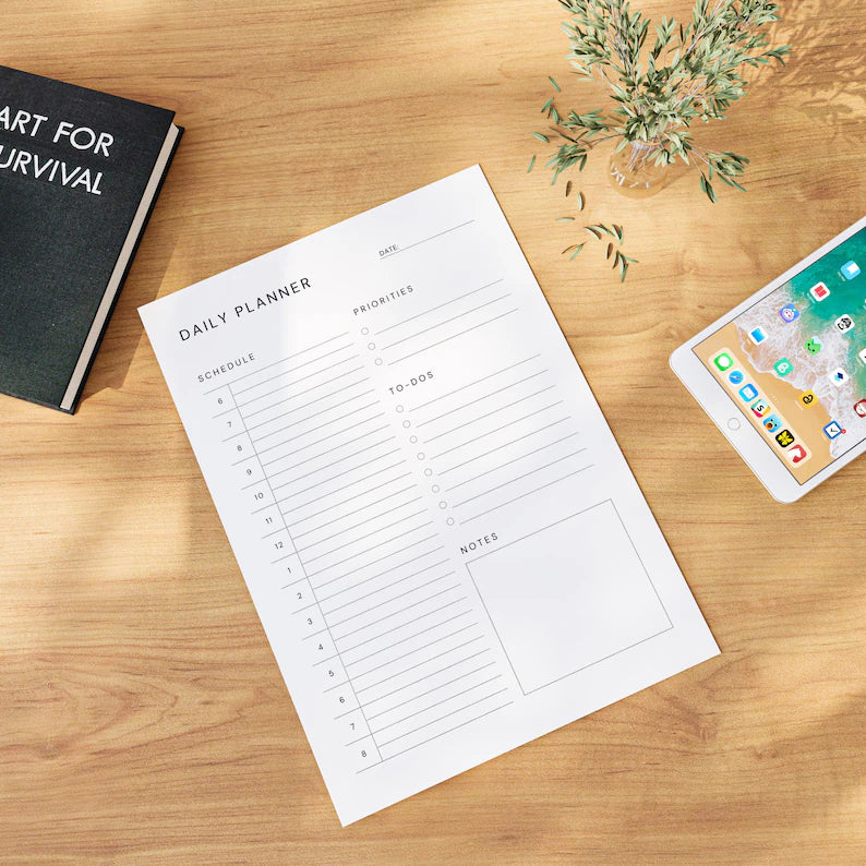 Minimalist Daily Planner Template: Printable Schedule, To-Do List (A4, A5, Letter)