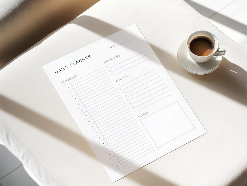 Minimalist Daily Planner Template: Printable Schedule, To-Do List (A4, A5, Letter)