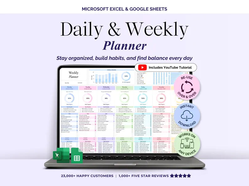 Second Brain Template Weekly Planner Daily Task Tracker Spreadsheet Routine