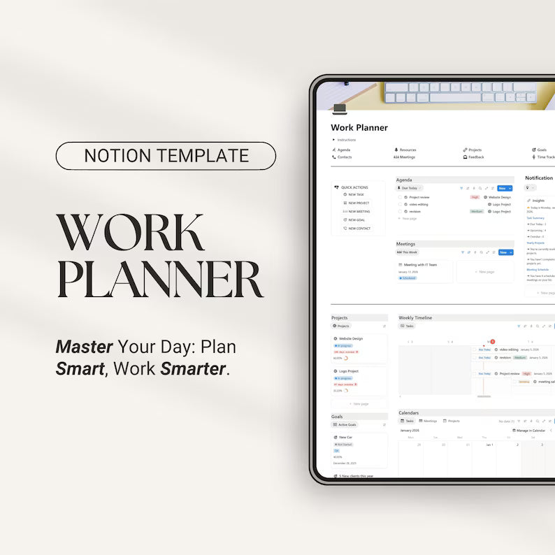 Notion Work Planner Template Project Management Task Manager