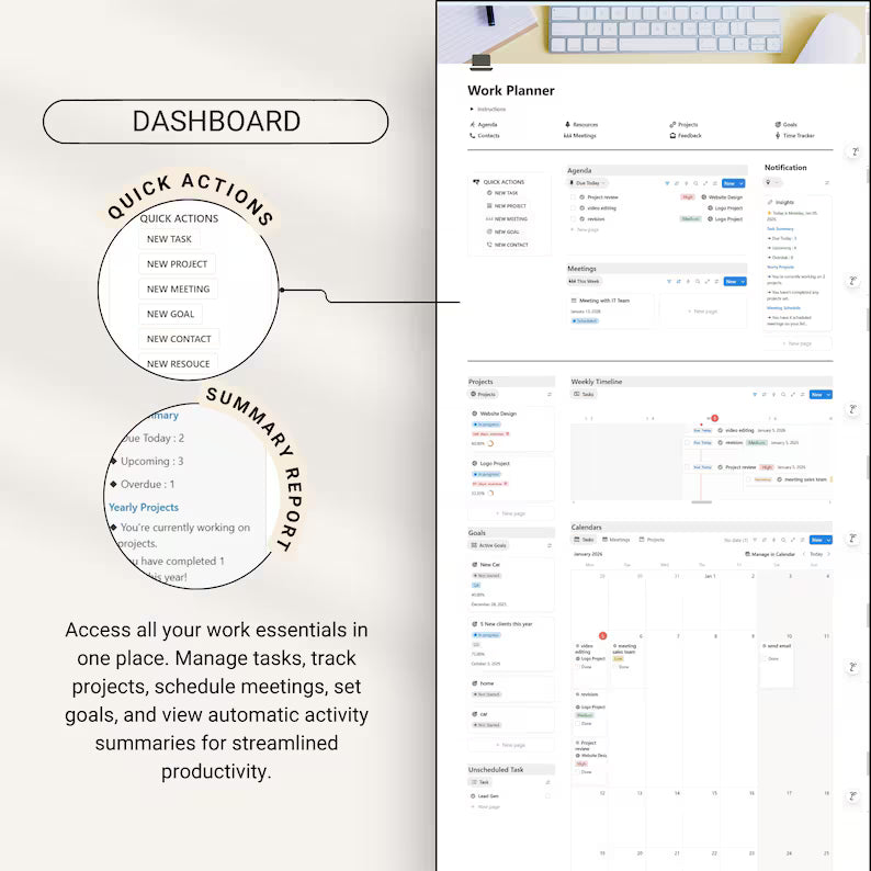 Notion Work Planner Template Project Management Task Manager